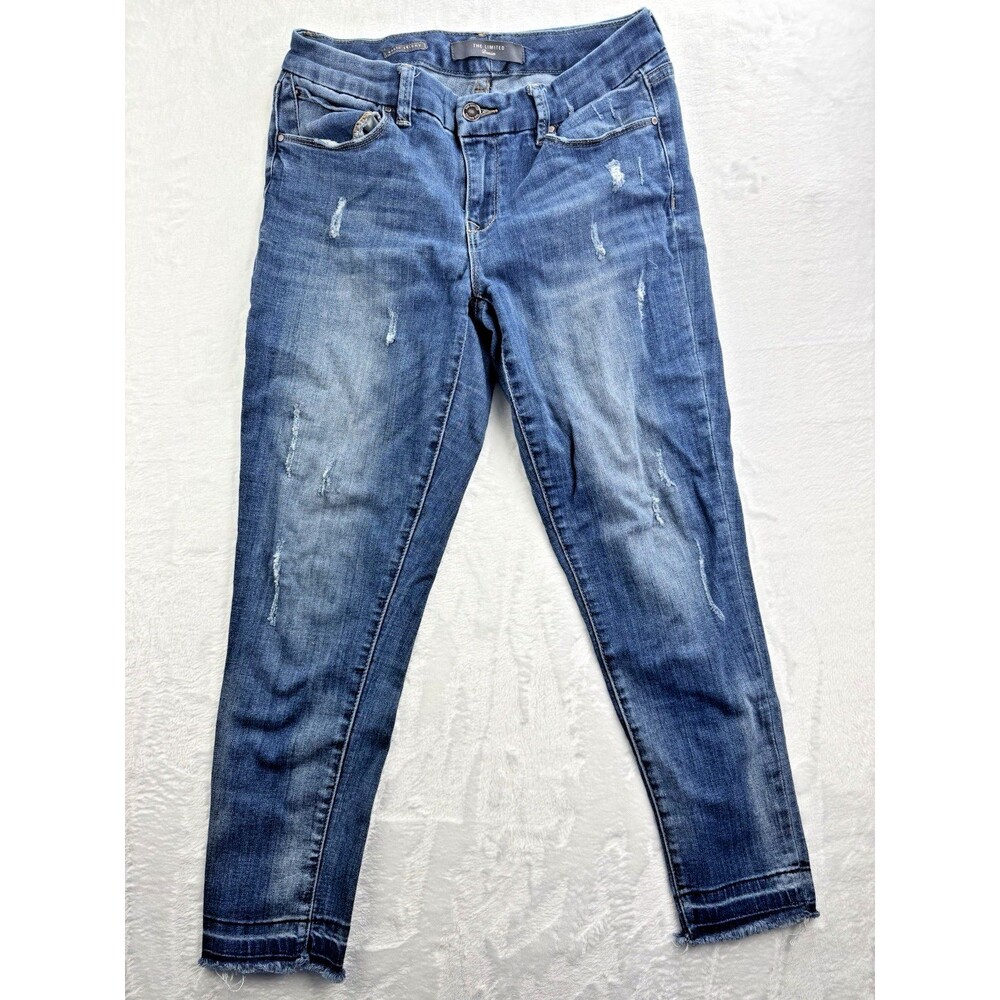 The Limited Size 8 Womens Jeans Ankle Skinny Distress Raw Hem Med Wash
